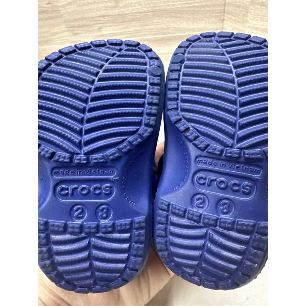 Crocs Classic Clog Baby Toddler SZ 2 3 Slip-On Blue Water Shoes Unisex My First